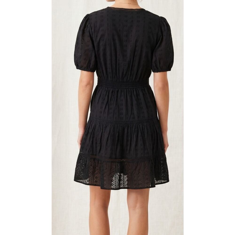 Grace + Karma Medium Black Eyelet Dress V Neck Short Sleeve NEW NWT - Picture 11 of 12
